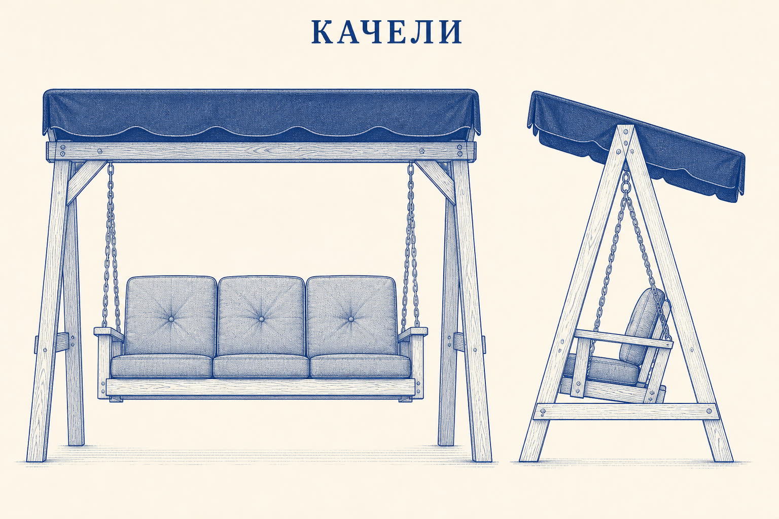 Качели «Чайка» — чертёж